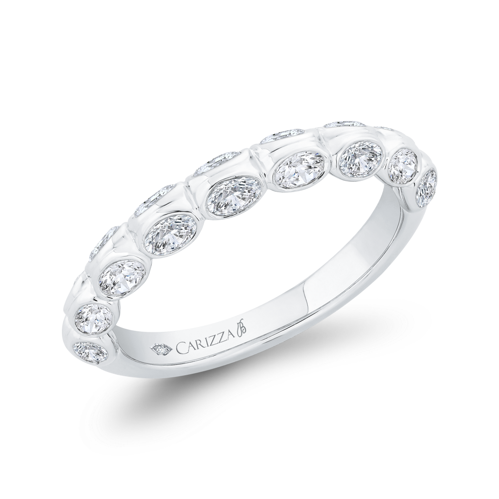 Bezel Set Diamond Wedding Band in 14K White Gold