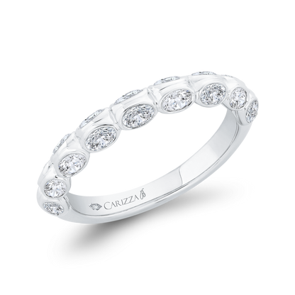 Bezel Set Diamond Wedding Band in 14K White Gold