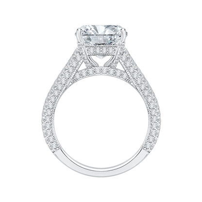 Split Shank Emerald Cut Diamond Engagement Ring in 18K White Gold (Semi-Mount)