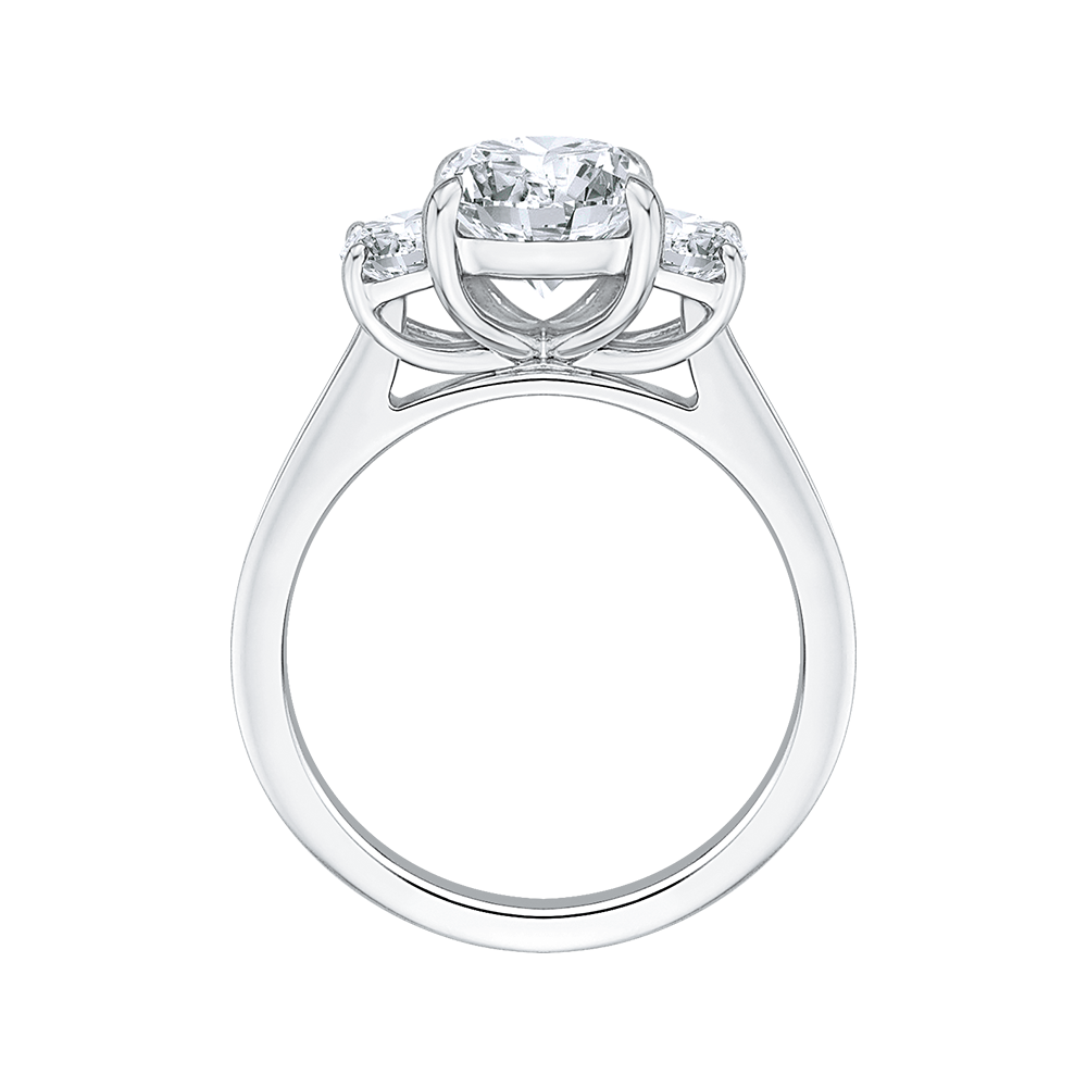 Emerald Cut Diamond Three-Stone Engagement Ring in 18K White Gold (Semi-Mount)