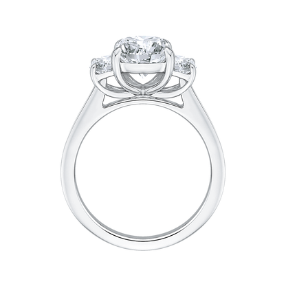 Emerald Cut Diamond Three-Stone Engagement Ring in 18K White Gold (Semi-Mount)