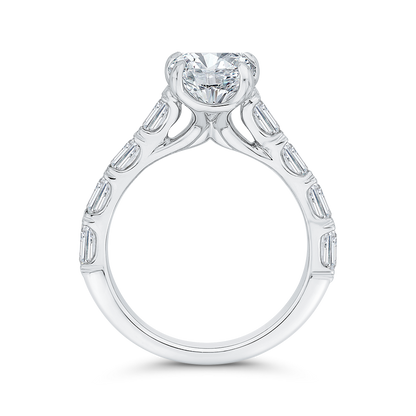 14K White Gold Emerald Cut Diamond Solitaire Plus Engagement Ring (Semi-Mount)