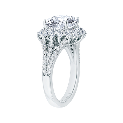 Split Shank Cushion Cut Diamond Split Shank Engagement Ring in 18K White Gold (Semi-Mount)