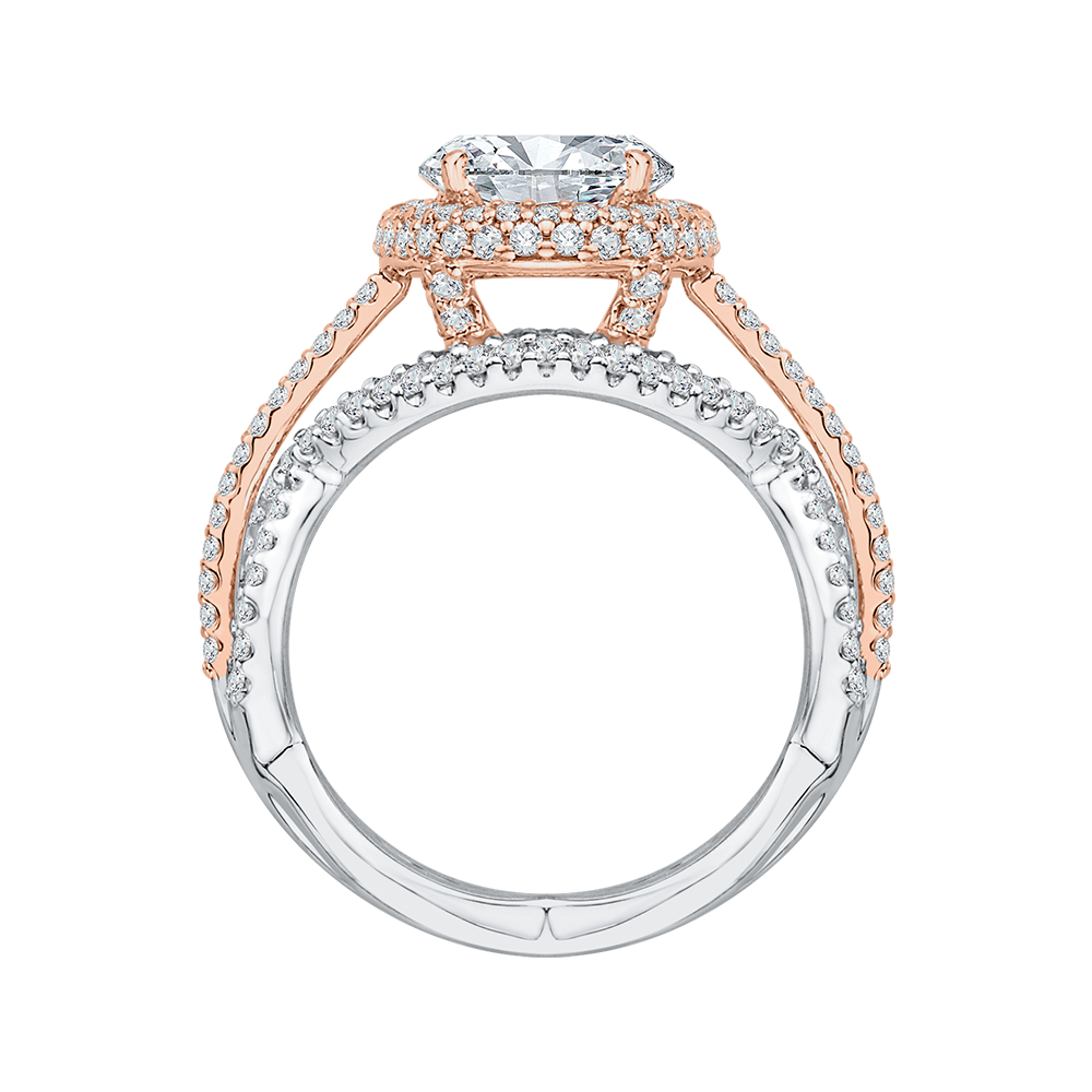 Round Diamond Engagement Ring in 18K Two-Tone Gold (Semi-Mount)