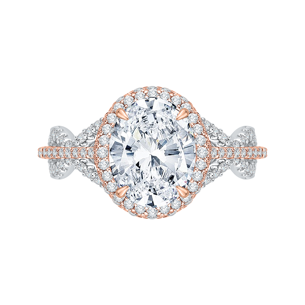 Round Diamond Engagement Ring in 18K Two-Tone Gold (Semi-Mount)