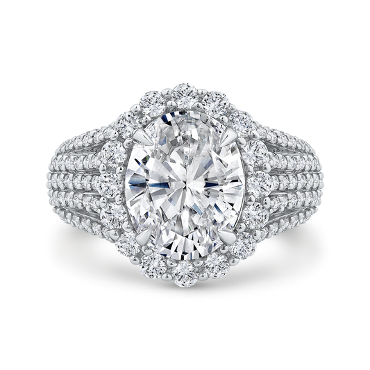 14K White Gold Oval Cut Diamond Engagement Ring (Semi-Mount)