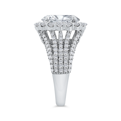 14K White Gold Oval Cut Diamond Engagement Ring (Semi-Mount)