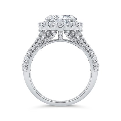 14K White Gold Oval Cut Diamond Engagement Ring (Semi-Mount)