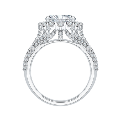 Oval Cut Diamond Halo Engagement Ring in 18K White Gold (Semi-Mount)