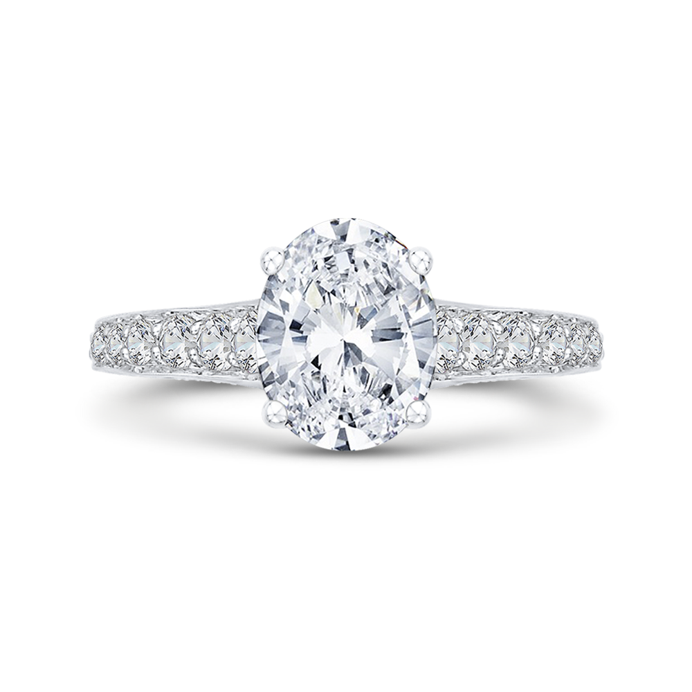 Oval Cut Diamond Engagement Ring in 18K White Gold (Semi-Mount)