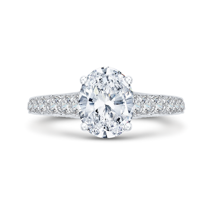 Oval Cut Diamond Engagement Ring in 18K White Gold (Semi-Mount)