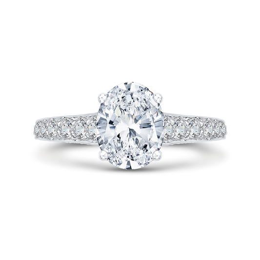 Oval Cut Diamond Engagement Ring in 18K White Gold (Semi-Mount)