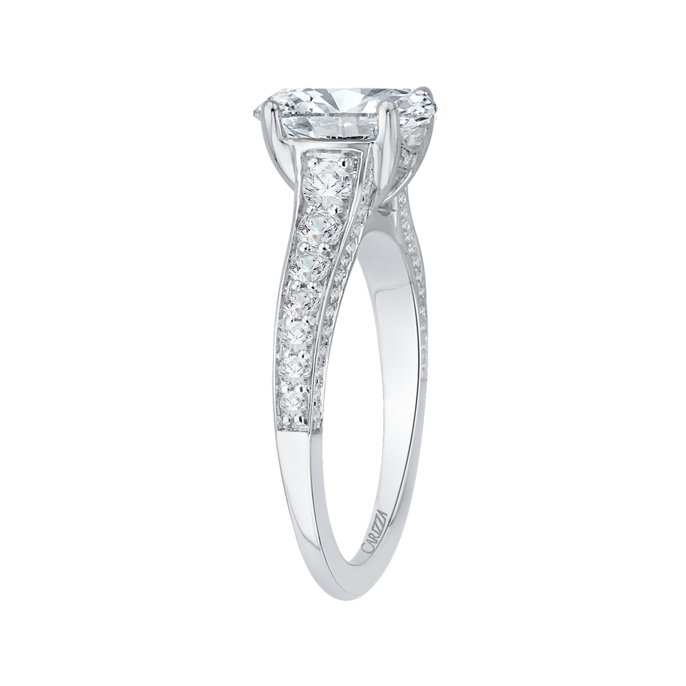 Oval Cut Diamond Engagement Ring in 18K White Gold (Semi-Mount)