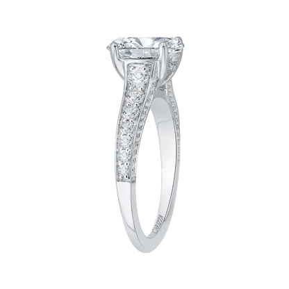 Oval Cut Diamond Engagement Ring in 18K White Gold (Semi-Mount)