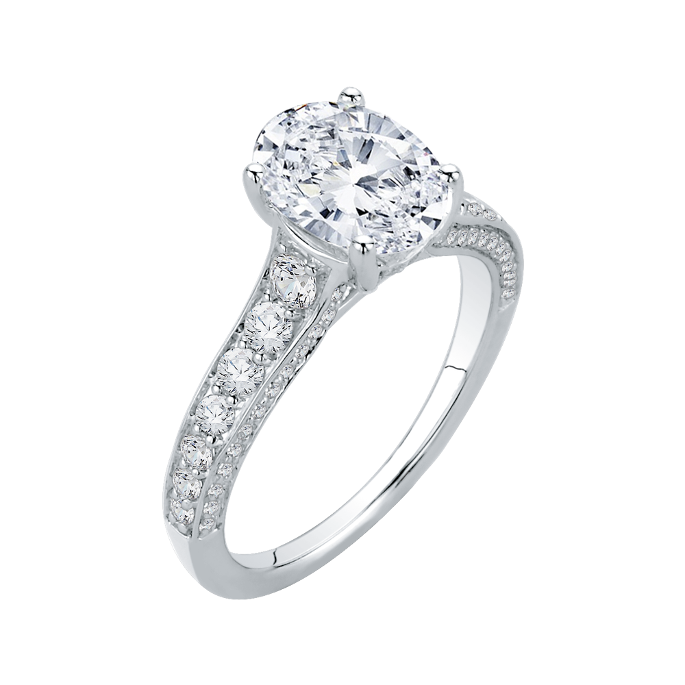 Oval Cut Diamond Engagement Ring in 18K White Gold (Semi-Mount)