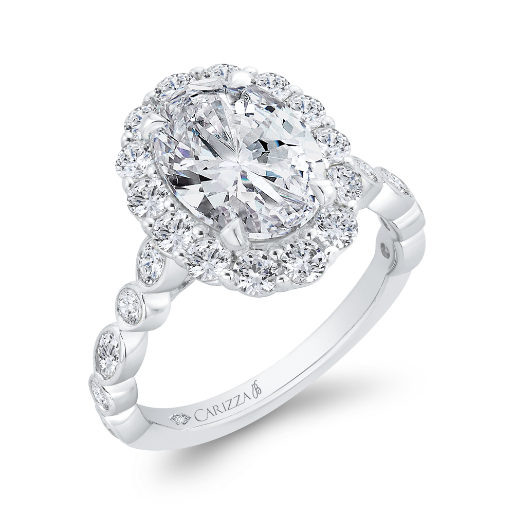 Diamond Halo Engagement Ring in 14K White Gold (Semi-Mount)