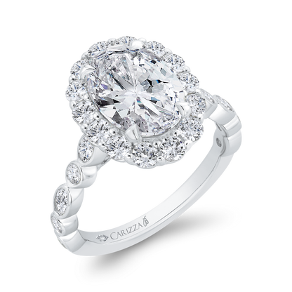 Diamond Halo Engagement Ring in 14K White Gold (Semi-Mount)