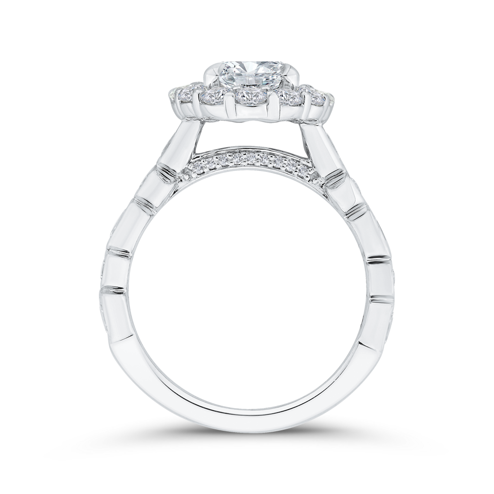 Diamond Halo Engagement Ring in 14K White Gold (Semi-Mount)