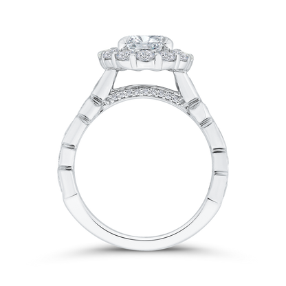 Diamond Halo Engagement Ring in 14K White Gold (Semi-Mount)