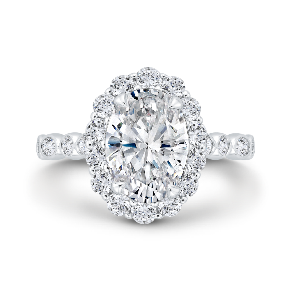 Diamond Halo Engagement Ring in 14K White Gold (Semi-Mount)