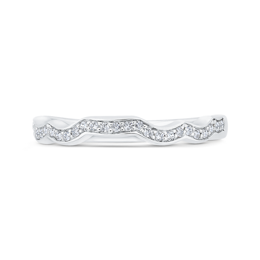 1/2 Run Round Diamond Wedding Band in 14K White Gold