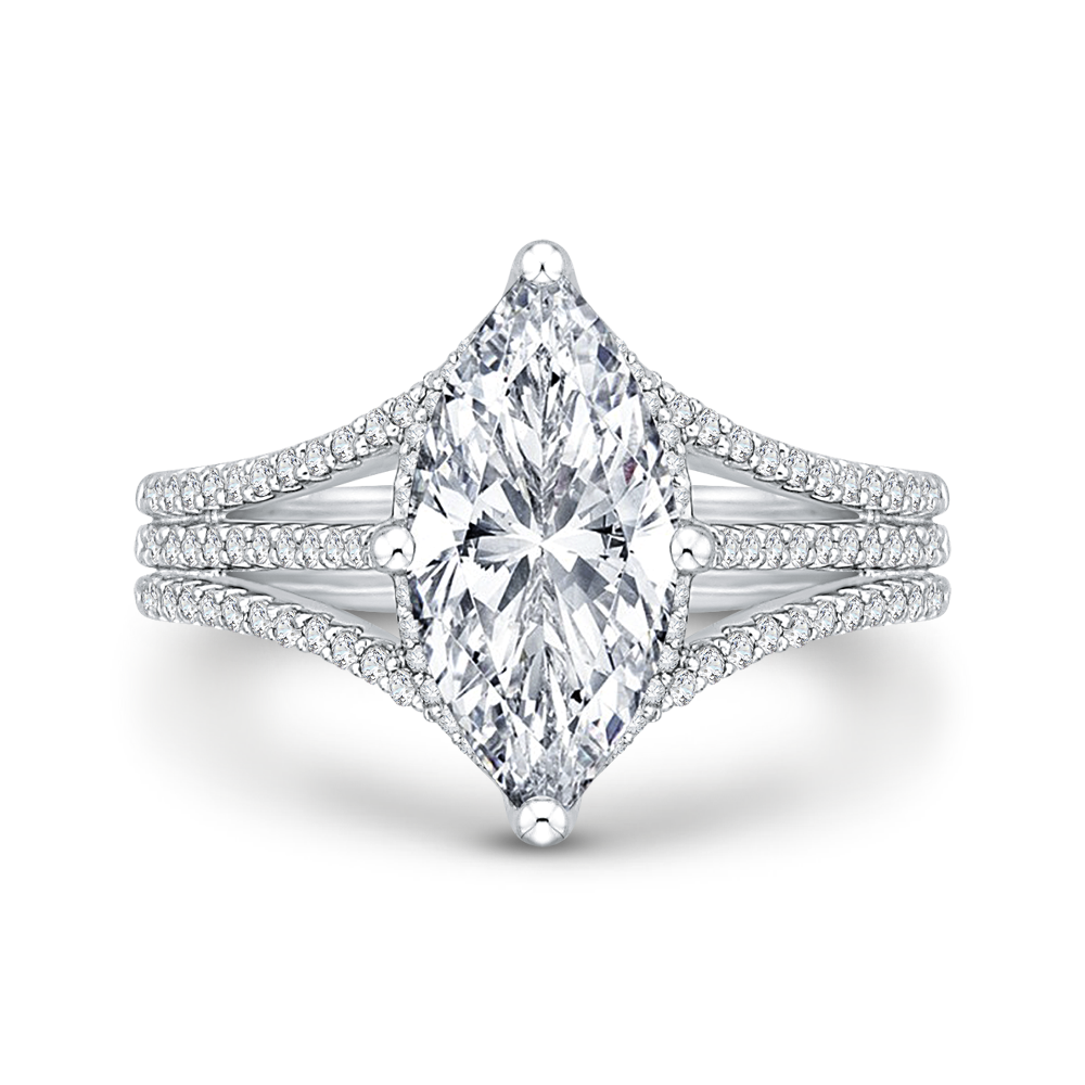 Marquise Cut Diamond Engagement Ring in 18K White Gold (Semi-Mount)