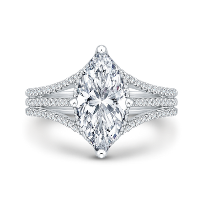 Marquise Cut Diamond Engagement Ring in 18K White Gold (Semi-Mount)