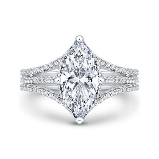 Marquise Cut Diamond Engagement Ring in 18K White Gold (Semi-Mount)