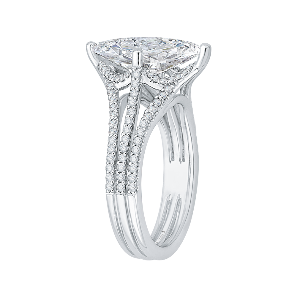 Marquise Cut Diamond Engagement Ring in 18K White Gold (Semi-Mount)