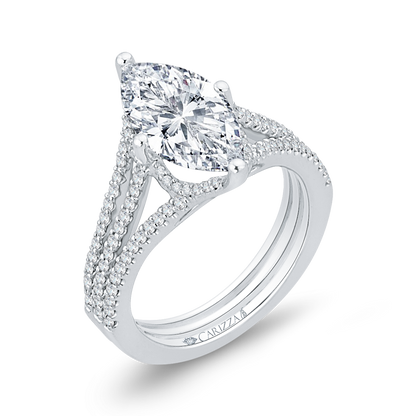 Marquise Cut Diamond Engagement Ring in 18K White Gold (Semi-Mount)