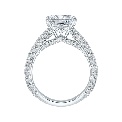 Cushion Cut Diamond Engagement Ring in 18K White Gold (Semi-Mount)