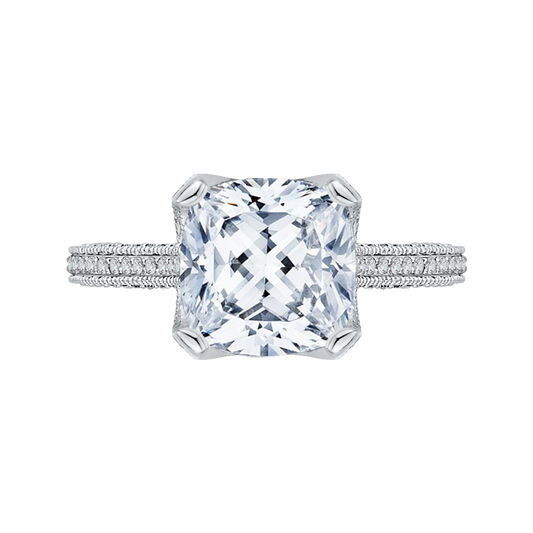 Cushion Cut Diamond Engagement Ring in 18K White Gold (Semi-Mount)