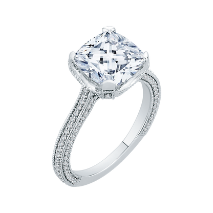 Cushion Cut Diamond Engagement Ring in 18K White Gold (Semi-Mount)