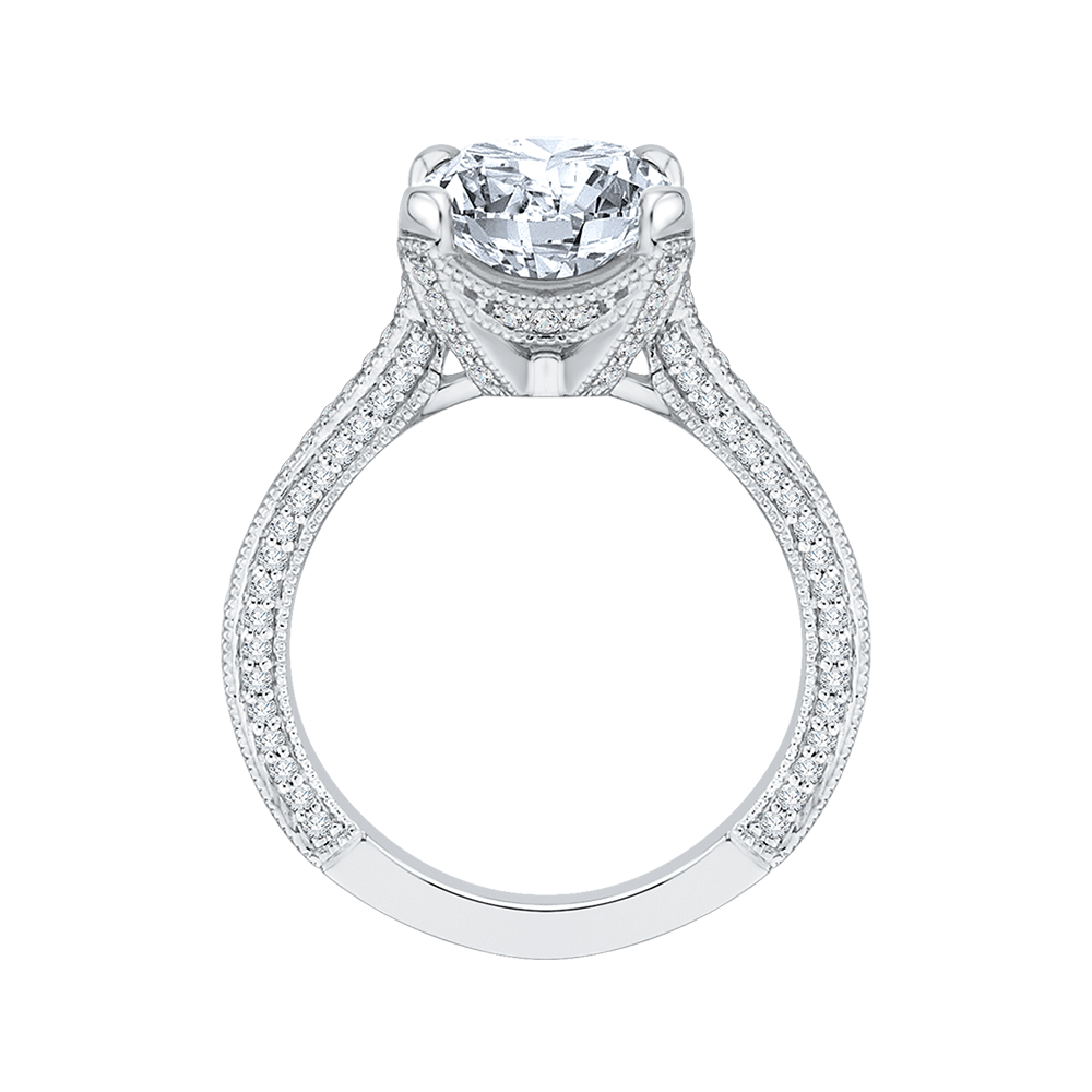 Cushion Cut Diamond Engagement Ring in 18K White Gold (Semi-Mount)