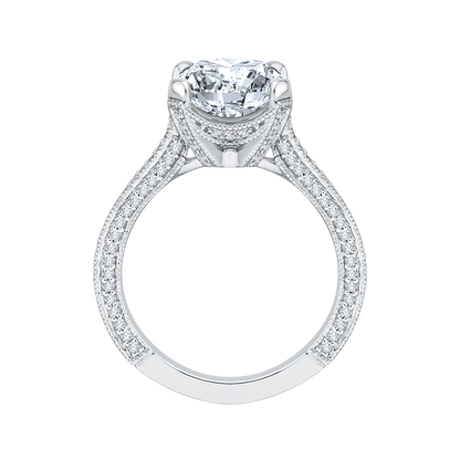 Cushion Cut Diamond Engagement Ring in 18K White Gold (Semi-Mount)