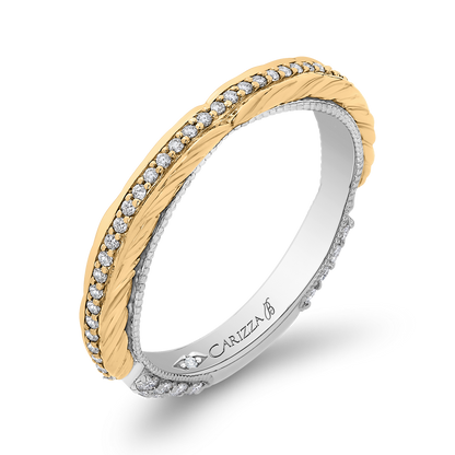 Round Diamond Wedding Band in 18K Two-Tone Gold