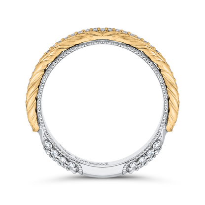 Round Diamond Wedding Band in 18K Two-Tone Gold