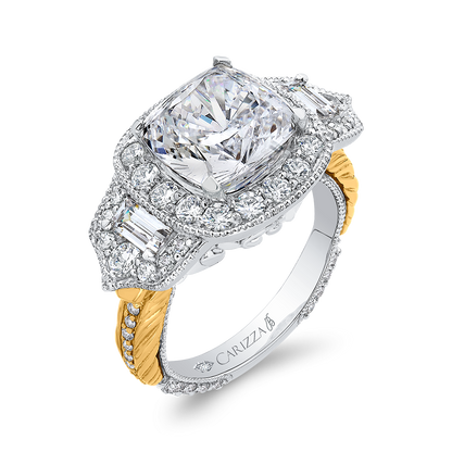 Cushion Cut Diamond Engagement Ring in 18K Two-Tone Gold (Semi-Mount)