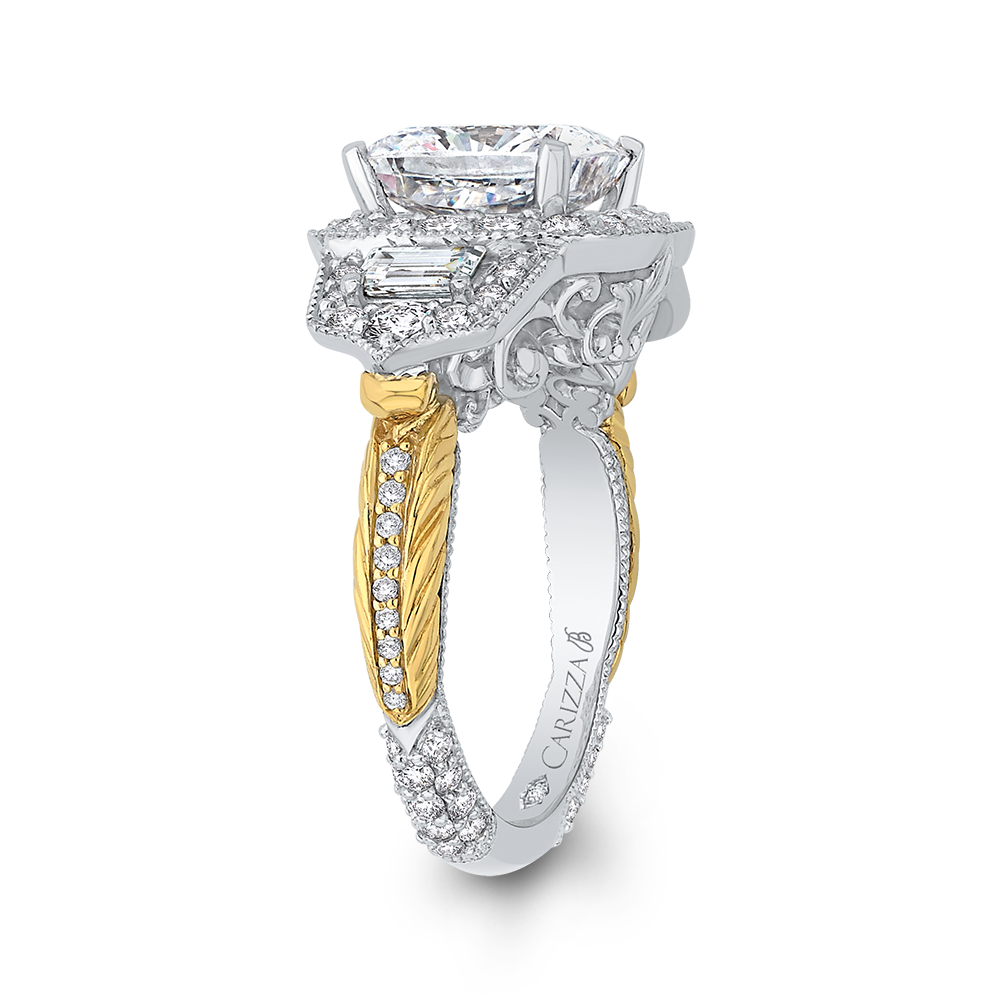 Cushion Cut Diamond Engagement Ring in 18K Two-Tone Gold (Semi-Mount)