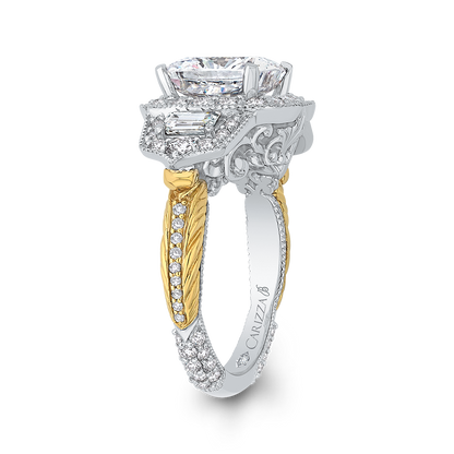 Cushion Cut Diamond Engagement Ring in 18K Two-Tone Gold (Semi-Mount)