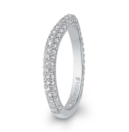 Round Diamond Wedding Band in 18K White Gold