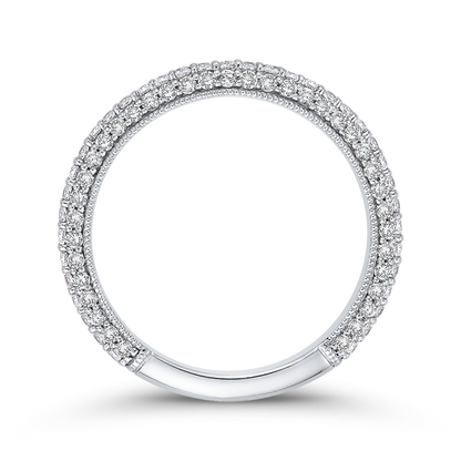 Round Diamond Wedding Band in 18K White Gold