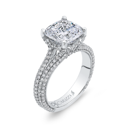 Cushion Cut Diamond Engagement Ring in 18K White Gold (Semi-Mount)