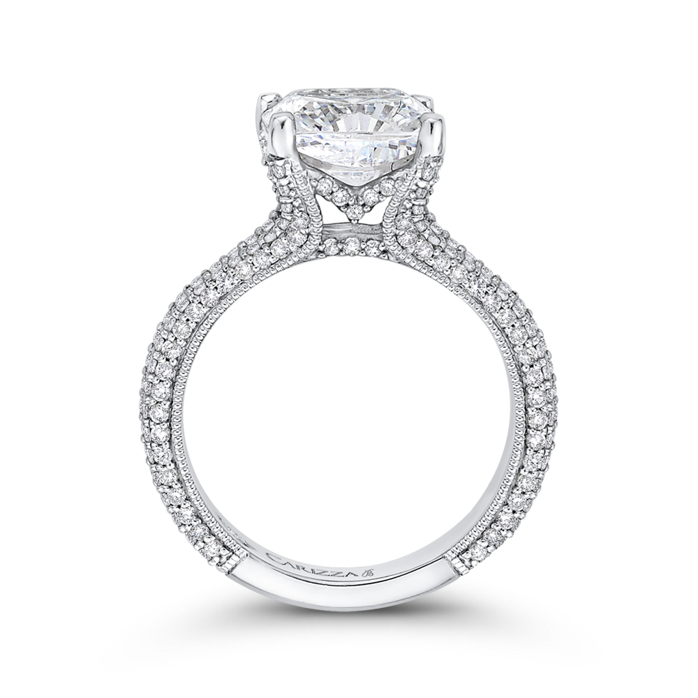 Cushion Cut Diamond Engagement Ring in 18K White Gold (Semi-Mount)