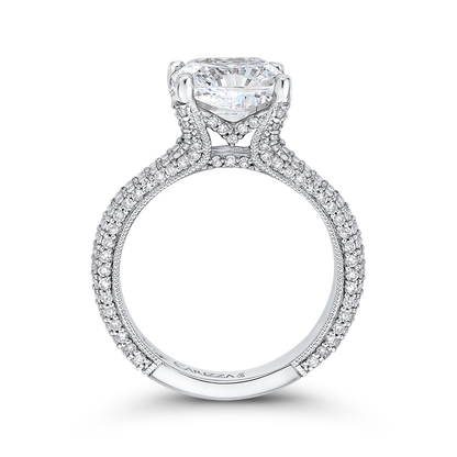 Cushion Cut Diamond Engagement Ring in 18K White Gold (Semi-Mount)