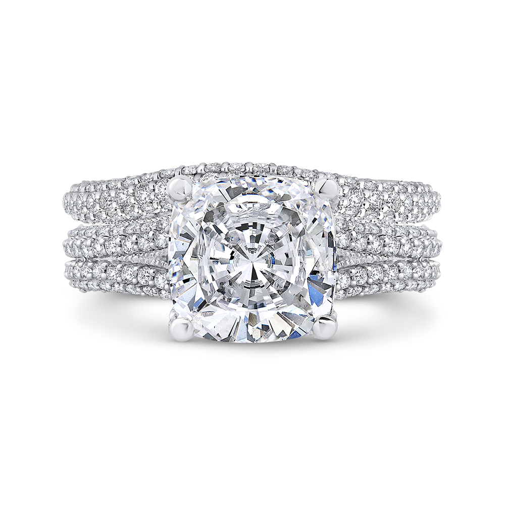 Cushion Cut Diamond Engagement Ring in 18K White Gold (Semi-Mount)