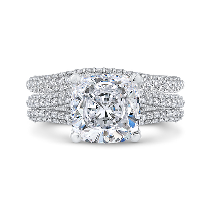 Cushion Cut Diamond Engagement Ring in 18K White Gold (Semi-Mount)