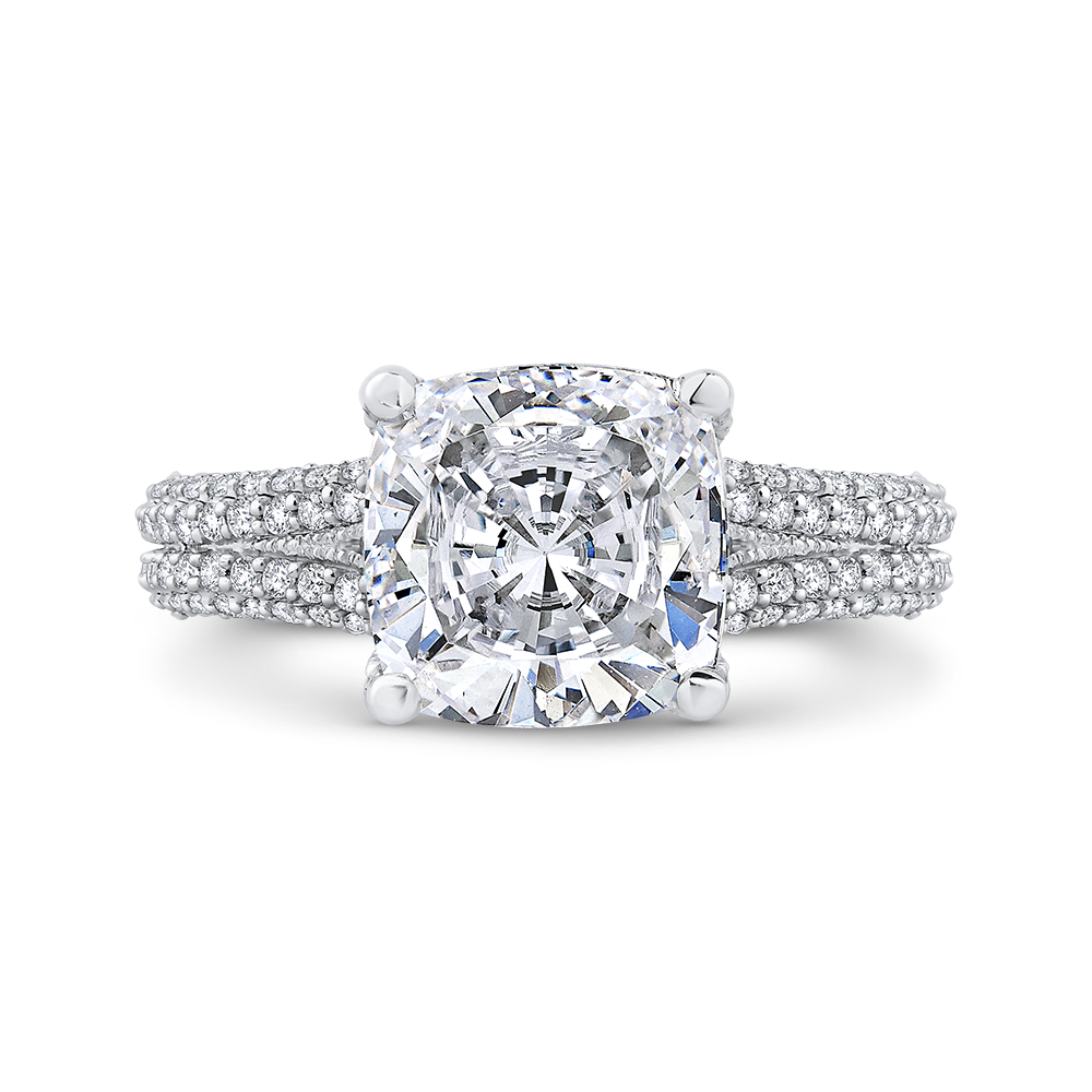 Cushion Cut Diamond Engagement Ring in 18K White Gold (Semi-Mount)