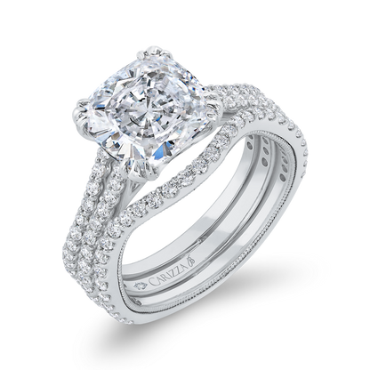 Split Shank Cushion Cut Diamond Engagement Ring in 14K White Gold (Semi-Mount)
