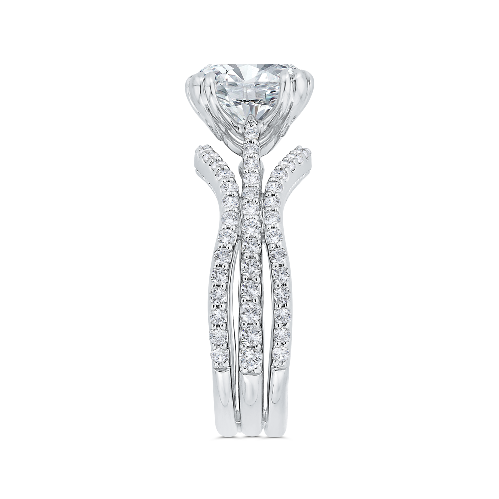 Split Shank Cushion Cut Diamond Engagement Ring in 14K White Gold (Semi-Mount)